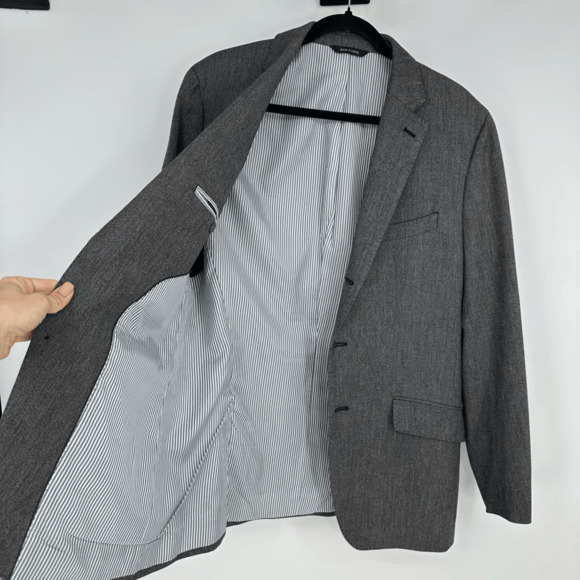 Banana Republic Mens 40R Sport Coat Tailored Fit 3 Button Wool Grey Blazer Jacke - Picture 3 of 13